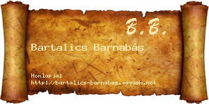 Bartalics Barnabás névjegykártya
